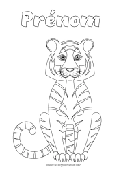 Coloriage à personnaliser Tigre Animal Animaux sauvages d'Afrique