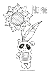 Desenho grátis Fofo Flores Kawaii Panda Girassol Outros animais do mundo