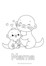Kinder-Malvorlage Herz Kawaii Ich liebe dich Tier 