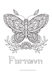 Gratis fargelegging Mandala Sommerfugl Dyr Komplekse fargelegginger Zentangle Insekter