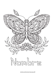 Colorear gratis Mandala Mariposa Animales Dibujos complejos para colorear Zentangle Insectos
