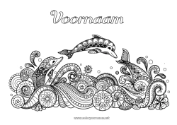 Gratis kleurplaat Zee Dier Dolfijn Complex Kleurplaten Zentangle Zeedieren