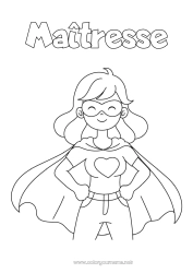 Coloriage enfant Maman Héros Soeur Nounou
