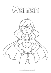 Coloriage enfant Maman Héros Soeur Nounou