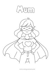 Free colouring Mum Hero Sister Nanny