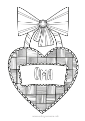 Kleurplaat voor kinderen Hart Zentangle