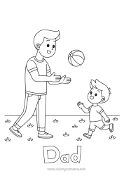 Child coloring page Dad Beach Child Adult Beach ball Coach Games and toys Competitions and Rewards