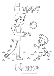 Child coloring page Dad Beach Child Adult Beach ball Coach Games and toys Competitions and Rewards