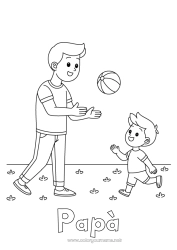 Pagina da colorare per bambini Papà Spiaggia Bambino Adulto Palla da spiaggia Allenatore Giochi e giocattoli Competizioni e premi