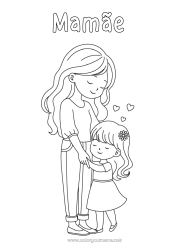 Página de desenho infantil Coração Mamãe Feliz Aniversário Menina Irmã Babá Adulto