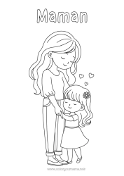 Coloriage enfant Coeur Maman Bonne fête Fille Soeur Nounou Adulte