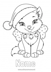 Desenho grátis Fofo Gato Inverno Natal Animal Cães e gatos