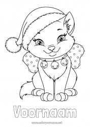 Gratis tekening Schattig Kat Winter Kerstmis Dier Honden en katten