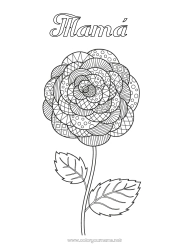 Niño página para colorear Flores Zentangle Camelia