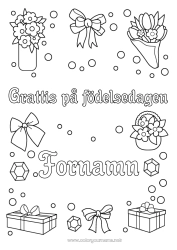 Gratis färgläggning Blommor Gåvor Grattis på födelsedagen Syster Smycke Bukett