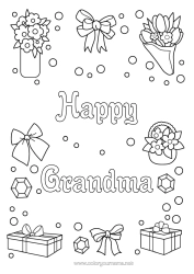 Free coloring Flowers Gifts Happy feast day ! Sister Jewel Bouquet