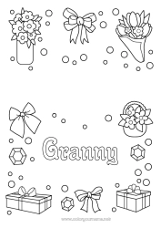Child coloring page Flowers Gifts Happy feast day ! Sister Jewel Bouquet