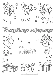 Kolorowanka dla dziecka Kwiaty Prezenty Wszystkiego najlepszego! Siostra Biżuteria Bukiet