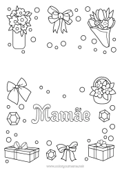 Página de desenho infantil Flores Presentes Feliz Aniversário Irmã Joia Buquê