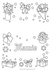 Coloriage enfant Fleurs Cadeaux Bonne fête Soeur Bijou Bouquet