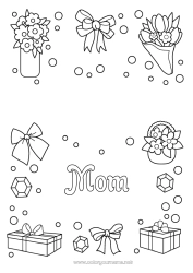 Child coloring page Flowers Gifts Happy feast day ! Sister Jewel Bouquet