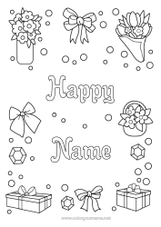Child coloring page Flowers Gifts Happy feast day ! Sister Jewel Bouquet
