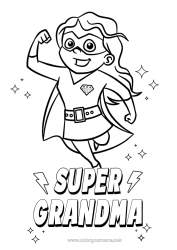 Free coloring Mum Girl Hero Sister Friend Nanny Super badge