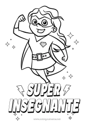 Pagina da colorare per bambini Mamma Ragazza Eroe Sorella Amico, Amica Tata Badge super