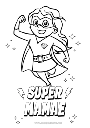 Página de desenho infantil Mamãe Menina Herói Irmã Amigo, Amiga Babá Emblema super