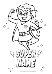 Coloring to customize Mum Girl Hero Sister Friend Nanny Super badge