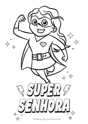 Página de desenho infantil Mamãe Menina Herói Irmã Amigo, Amiga Babá Emblema super