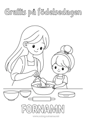 Gratis färgläggning Mamma Flicka Köksyrken Kock