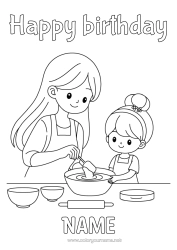 Colouring to customise Mum Girl Culinary Professions Cook Kitchen