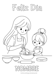 Colorear para personalizar Mamá Chica Profesiones Culinarias Cocinero
