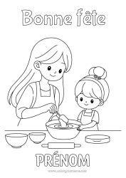 Coloriage gratuit Maman Fille Métiers de la cuisine Cuisinier