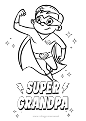 Child coloring page Dad Grandpa Boy Hero Brother Super badge Coach Competitions and Rewards