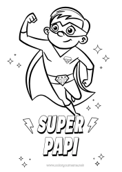 Coloriage enfant Papa Papi Garçon Héros Frère Badge super Coach, entraineur Compétitions et récompenses