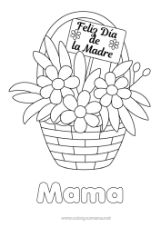 Niño página para colorear Flores Mamá Feliz día de fiesta
