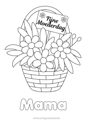 Kleurplaat voor kinderen Bloemen Mama Fijne verjaardag