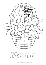 Kolorowanka dla dziecka Kwiaty Mama Wszystkiego najlepszego!