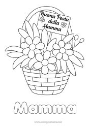 Pagina da colorare per bambini Fiori Mamma Buona festa