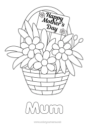 Free colouring Flowers Mum Happy birthday
