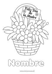 Colorear gratis Flores Mamá Feliz día de fiesta