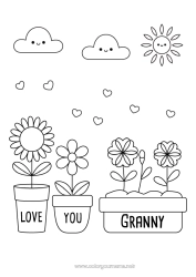 Child coloring page Flowers Heart 