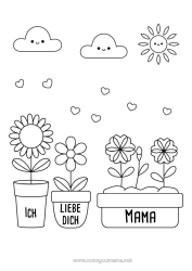 Kinder-Malvorlage Blumen Herz 