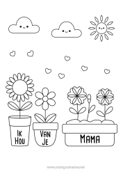 Kleurplaat voor kinderen Bloemen Hart 