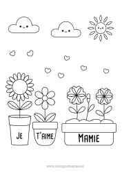 Coloriage enfant Fleurs Coeur 
