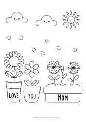 Child coloring page Flowers Heart 