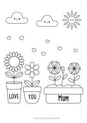 Free colouring Flowers Heart