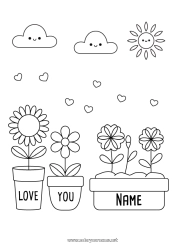 Free coloring Flowers Heart 
